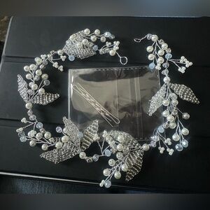 Bridal hair accessories, jeweler's wire with pearls, jewelry, band, wreath, vine